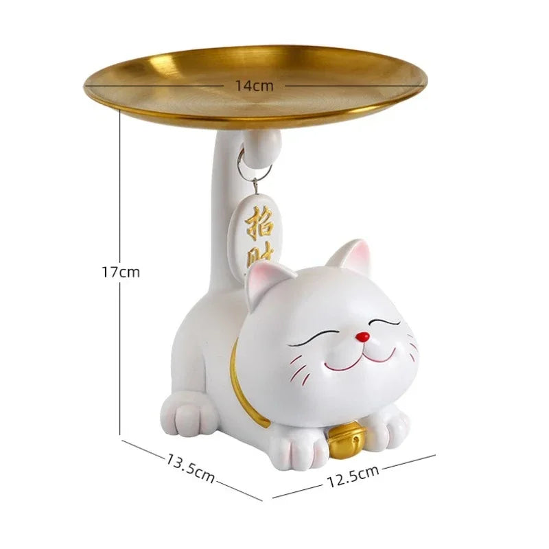 Afralia™ Lucky Cat Statue Ornaments for Home Decor and Storage