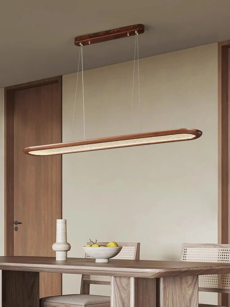 Afralia™ Black Walnut Wooden Ceiling Chandelier LED Pendant Lamp for Modern Home Decor