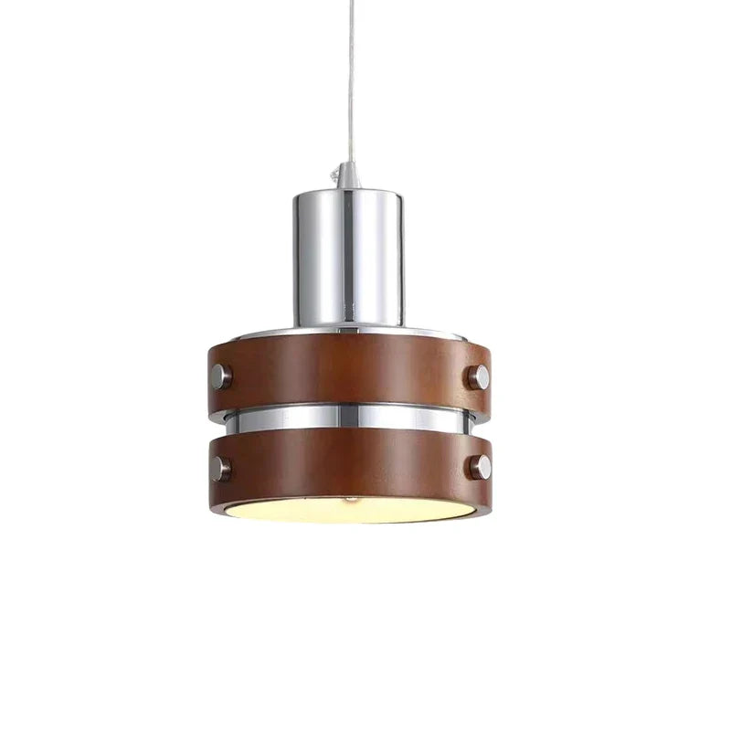 Afralia™ Wooden Chrome LED Pendant Light for Bedroom Dining Room Kitchen