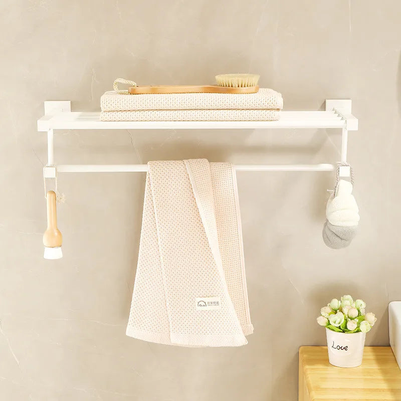 Afralia™ Bathroom Set: Cream White Shelf, Towel Rack, Paper Holder, Brush Holder & Hardware