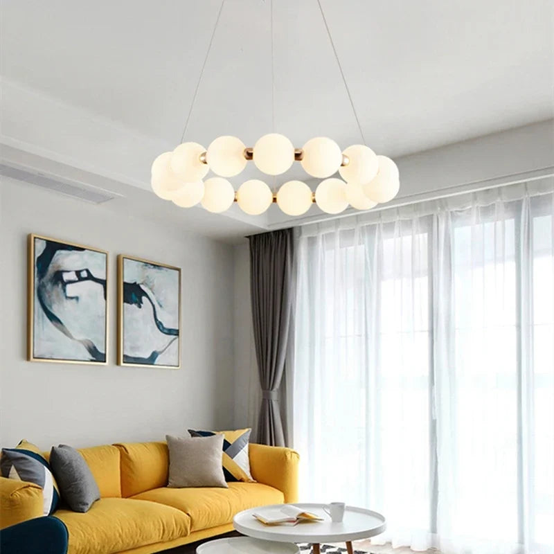 Afralia™ Nordic Magic Beans Double Layer LED Chandelier for Bedroom and Kitchen