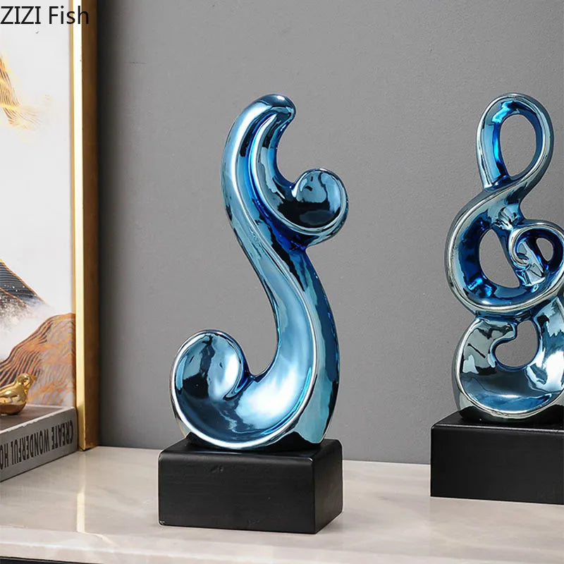 Afralia™ Musical Note Ceramic Statue Desk Decoration - Room Aesthetic Decor