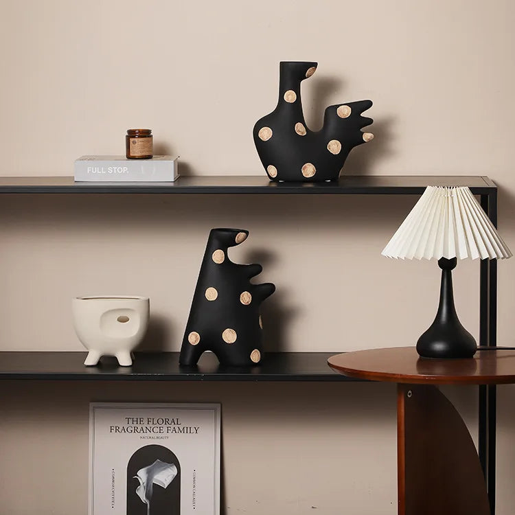 Afralia™ Polka Dot Geometric Vase: Handmade Ceramic Flowerpot Home Decor