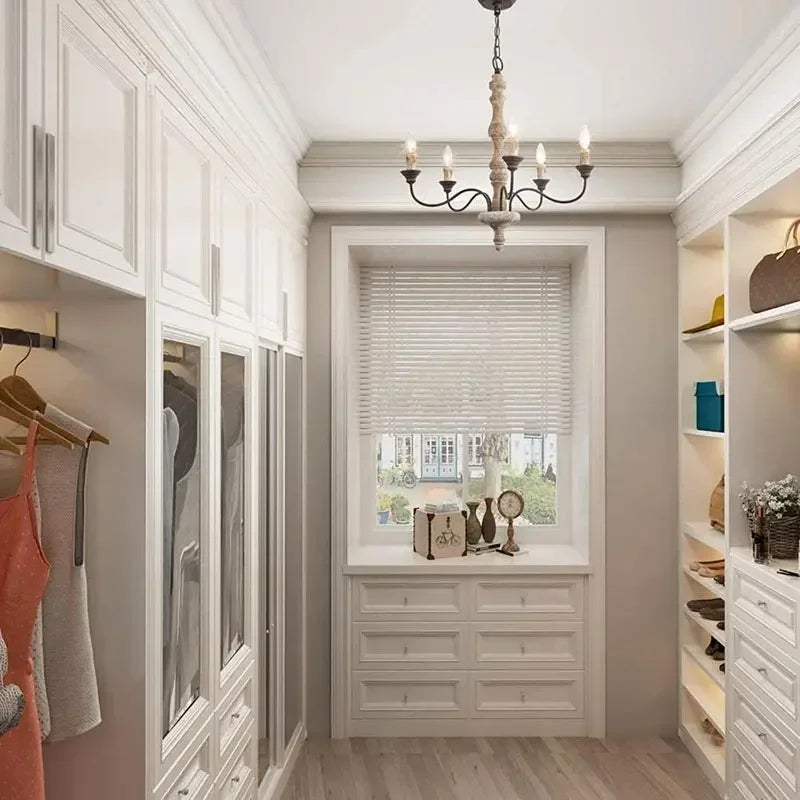 Afralia™ Retro French Wood Chandelier for Living Room, Dining, and Bedroom