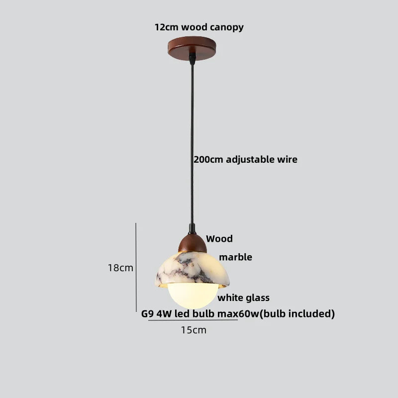 Afralia™ White Glass Ball LED Pendant Lamp Modern Luxury Stone Hanging Light