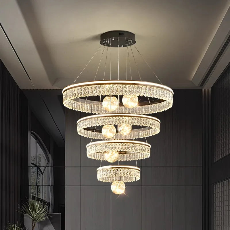 Afralia™ LED Rings Pendant Light Chandelier for Living Room and Dining Room