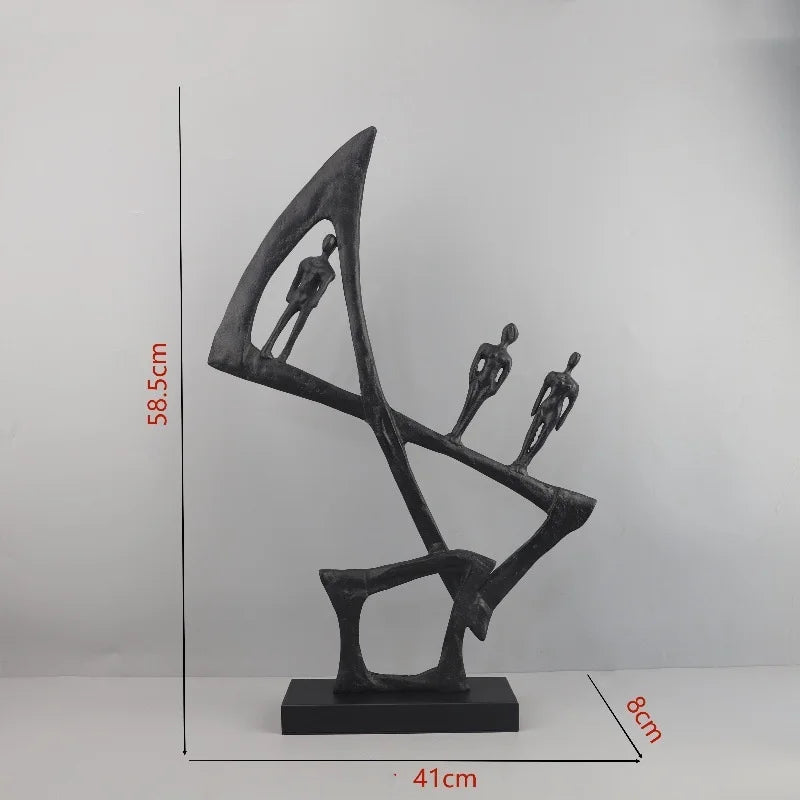 Afralia™ Geometric Couple Cast Iron Figure Sculpture for Home Decor