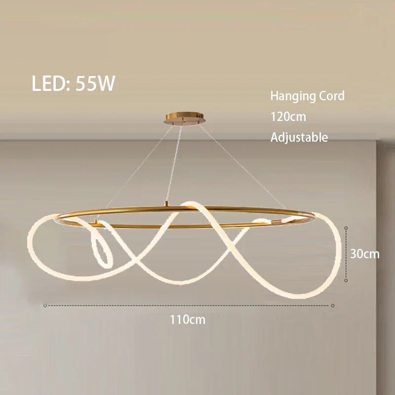 Afralia™ Long Gold Black Pendant Light, Dimmable LED for Dining Living Room Kitchen.