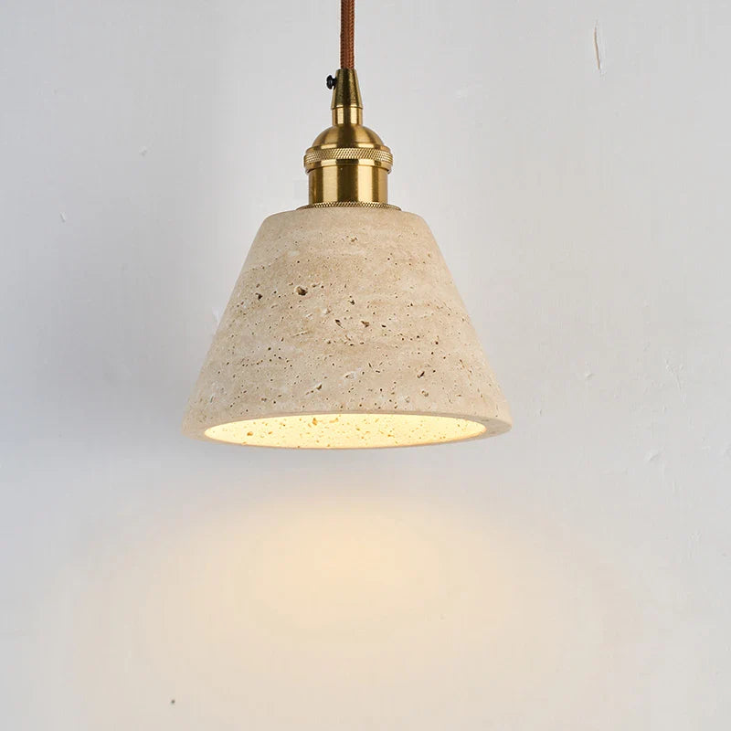 Afralia™ Vintage LED Copper Pendant Light for Bedside, Bar, Living Room - Yellow Travertine