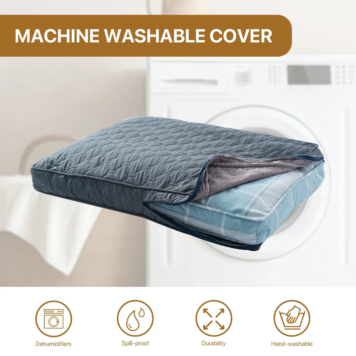 Afralia™ Orthopedic Large Dog Bed with Washable Cover, Foam Pet Mat, Quilted Dog Crate Bed