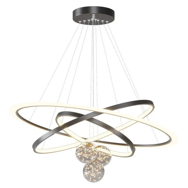 Afralia™ Modern Circle Chandelier with Gypsophila Surrounding Art for Living Room