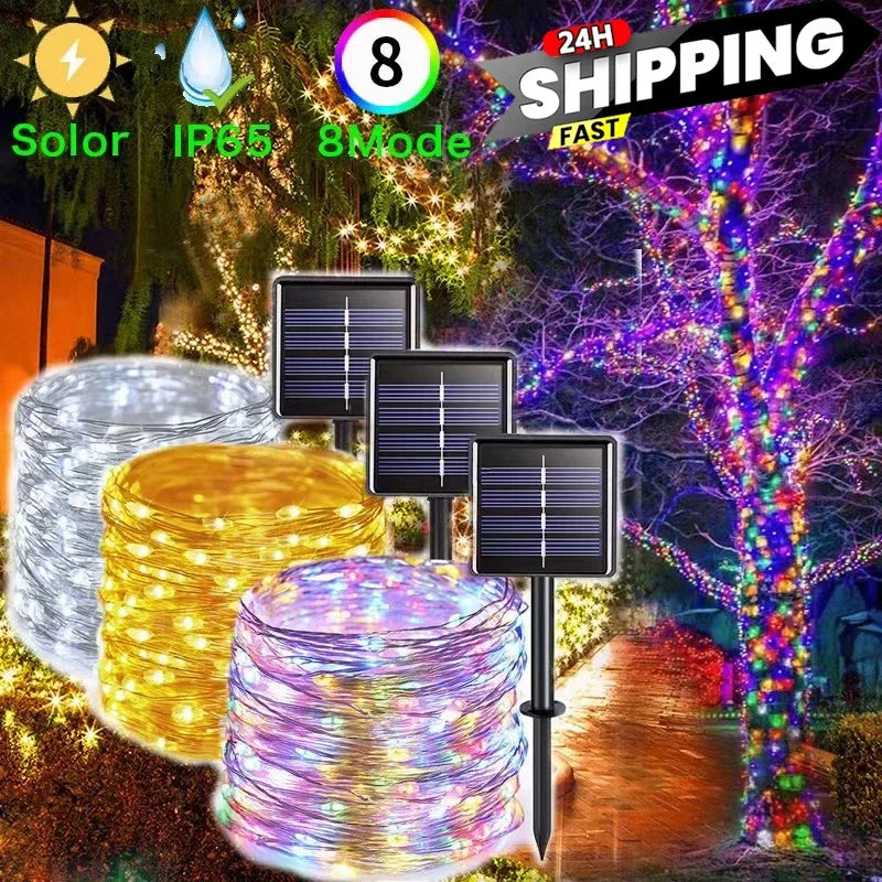 Afralia™ Solar LED Fairy Light String for Outdoor Christmas Garland Decoration