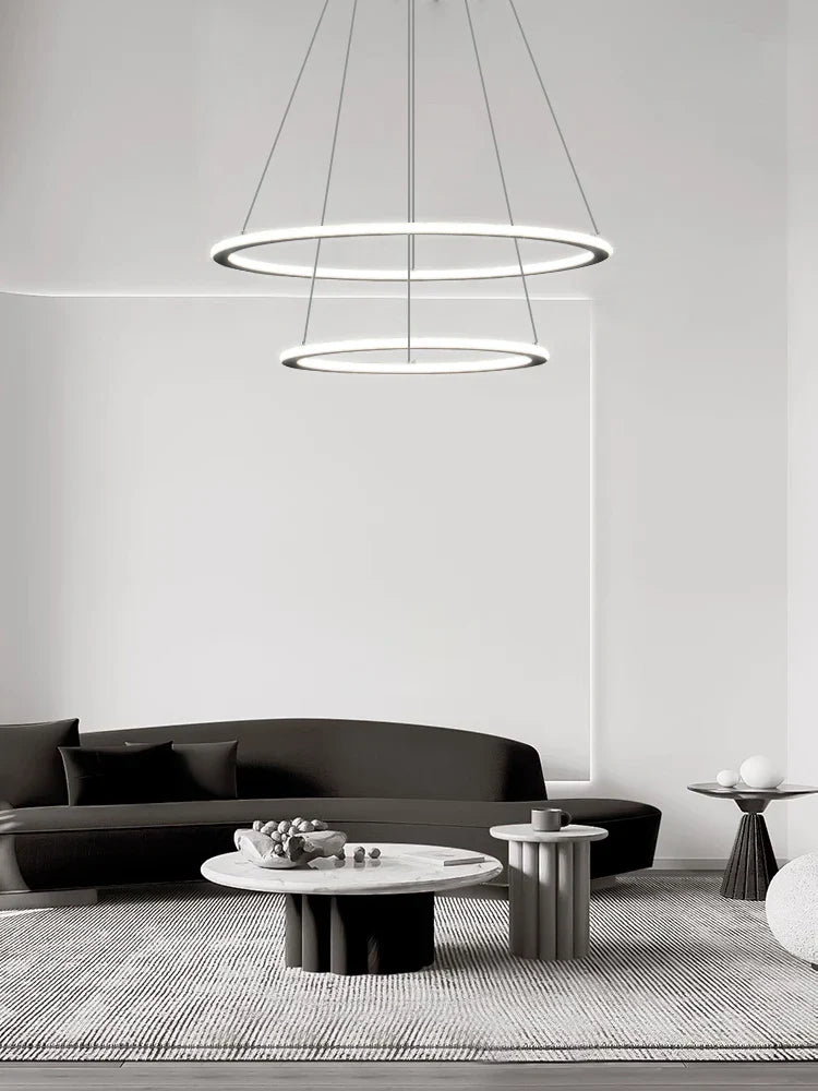 Afralia™ Nordic Circle Ring LED Chandelier: Minimalist Living Room Pendant Light