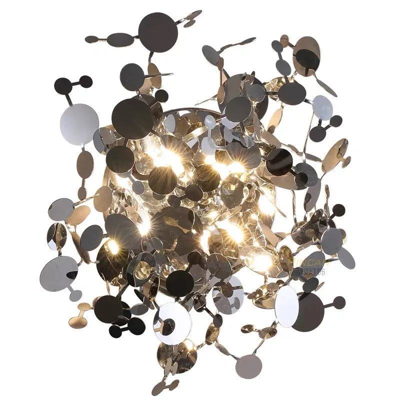 Afralia™ Stainless Leaf Wall Lamp Sconce Light for Living Room Bedroom