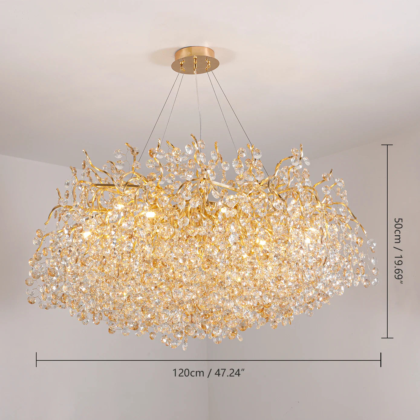 Afralia™ Gold Crystal Ceiling Chandelier: Luxury Lighting for Living Room, Dining Room, Bedroom.
