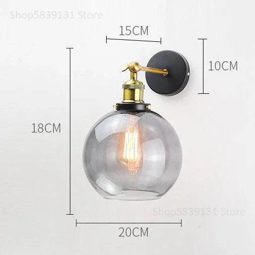 Afralia™ Vintage Metal Glass LED Wall Lamps Retro Industrial Living Room Bedroom Light Fixtures