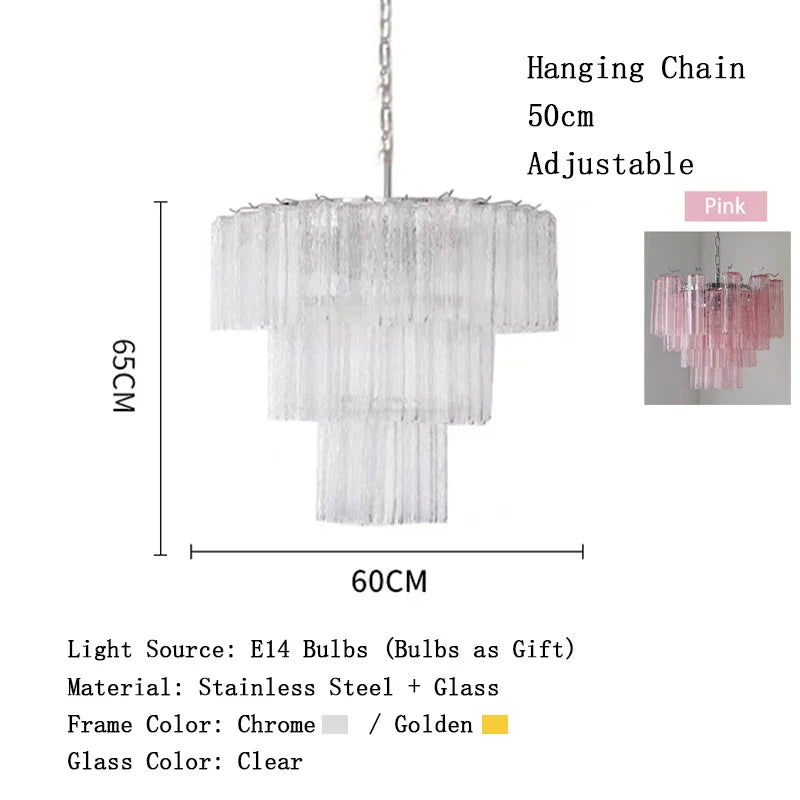 Afralia™ Pink Glass Chandelier LED Light Fixture for Ceiling Living Room Decor