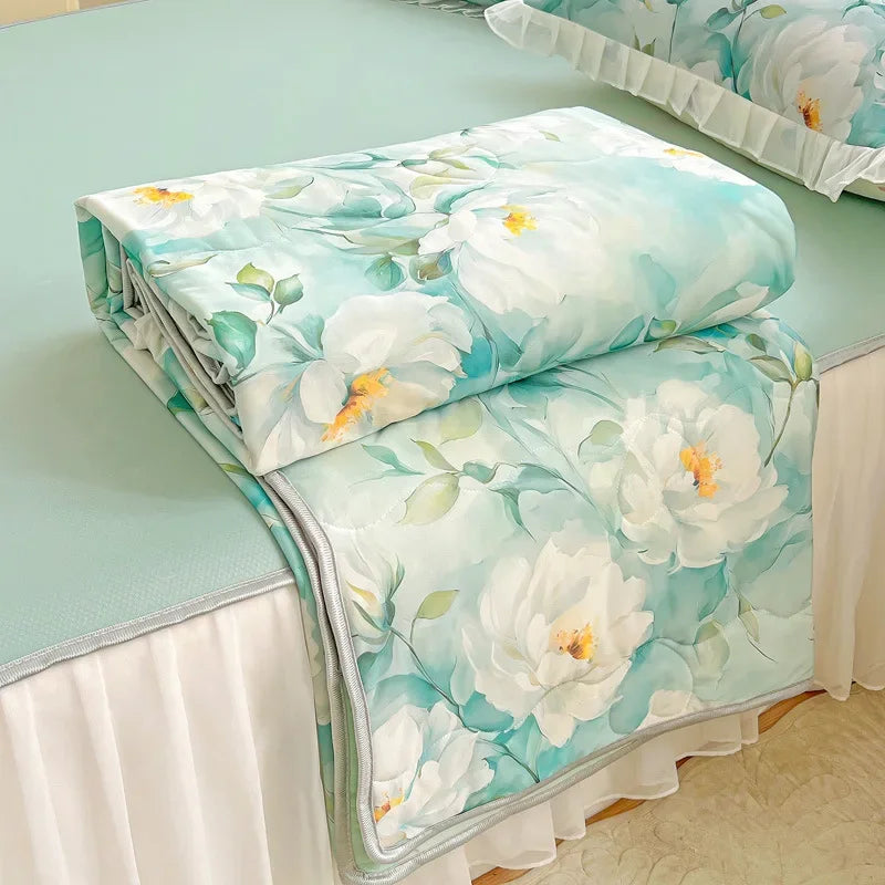 Afralia™ Floral Summer Cooling Quilt for Double Single Bed - Soft & Breathable