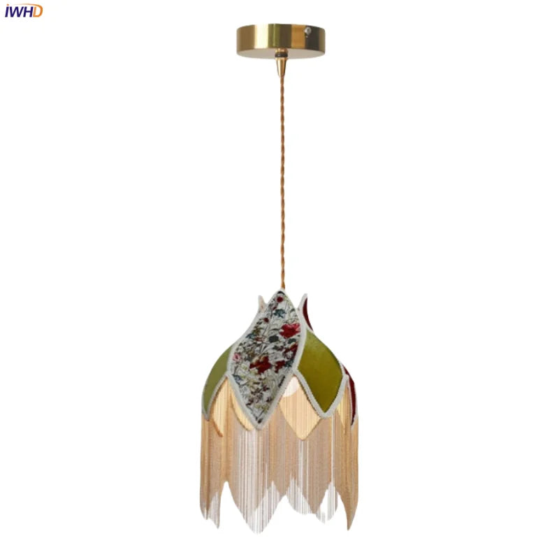 Afralia™ Colorful Tassel LED Pendant Lamp for Home Decor & Vintage Ambiance