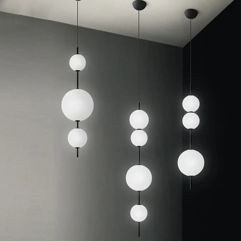 Afralia™ White Acrylic Ball LED Pendant Light - Adjustable Cord for Parlor, Dining Room, Bedroom