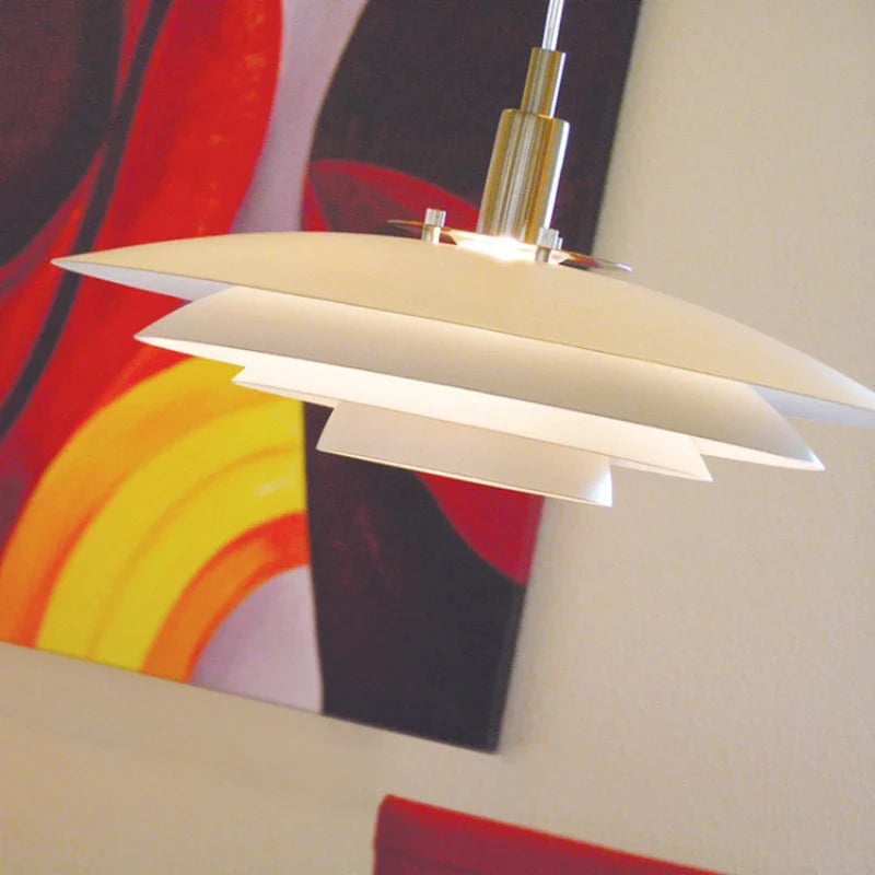 Afralia™ Gradient White Red UFO Pendant Light | Adjustable Mid Century Chandelier