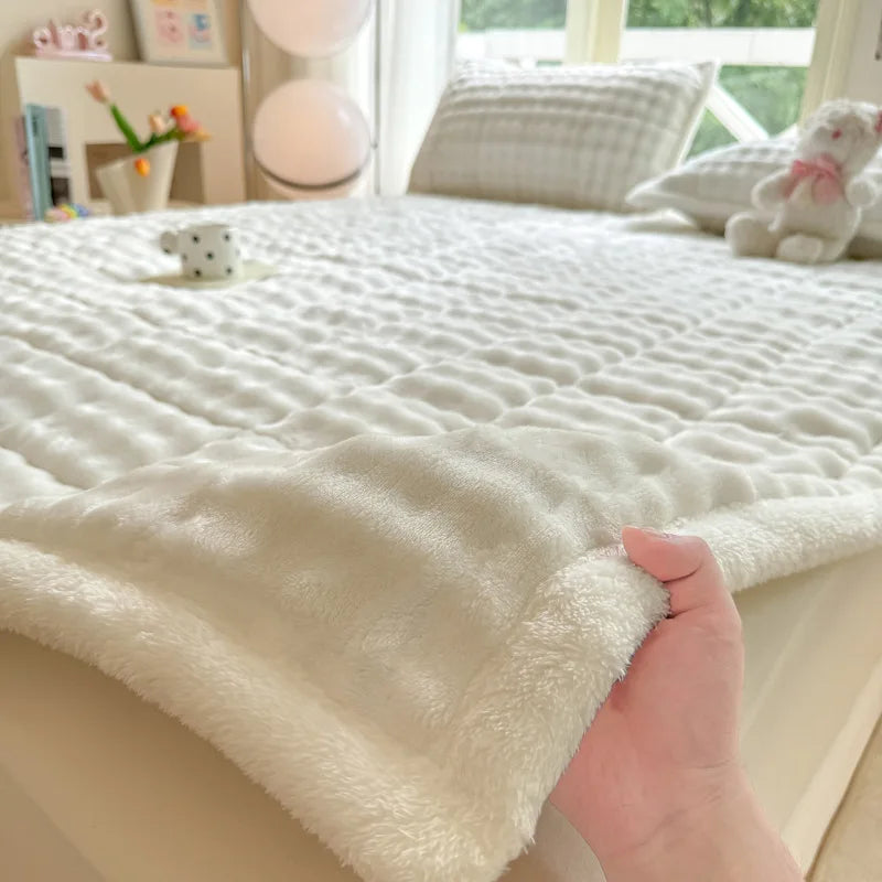 Afralia™ Cozy Faux Rabbit Fur Quilted Mattress: Super Soft Warm Tatami Mat for Home