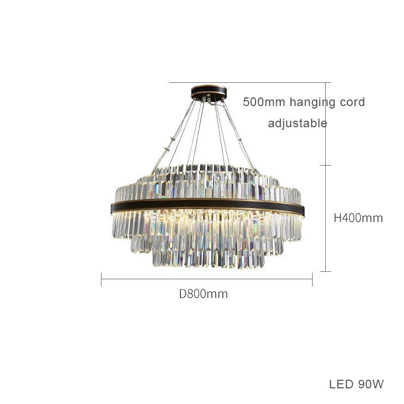 Afralia™ Black LED Crystal Chandelier for Dining Room Luxury Design