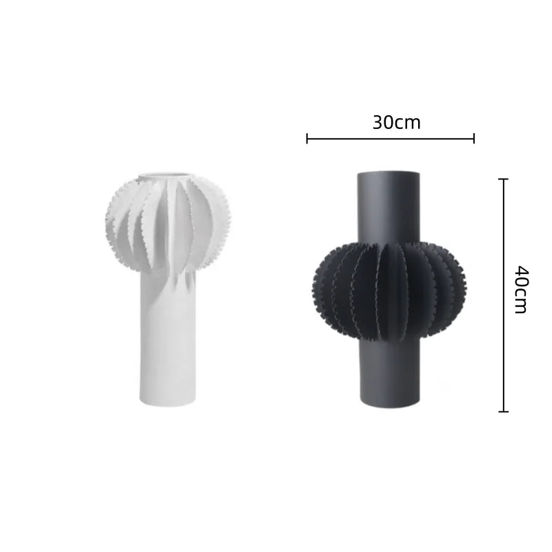 Afralia™ Geometric Serrated Metal Flower Vase – Abstract Cylinder Home Decor