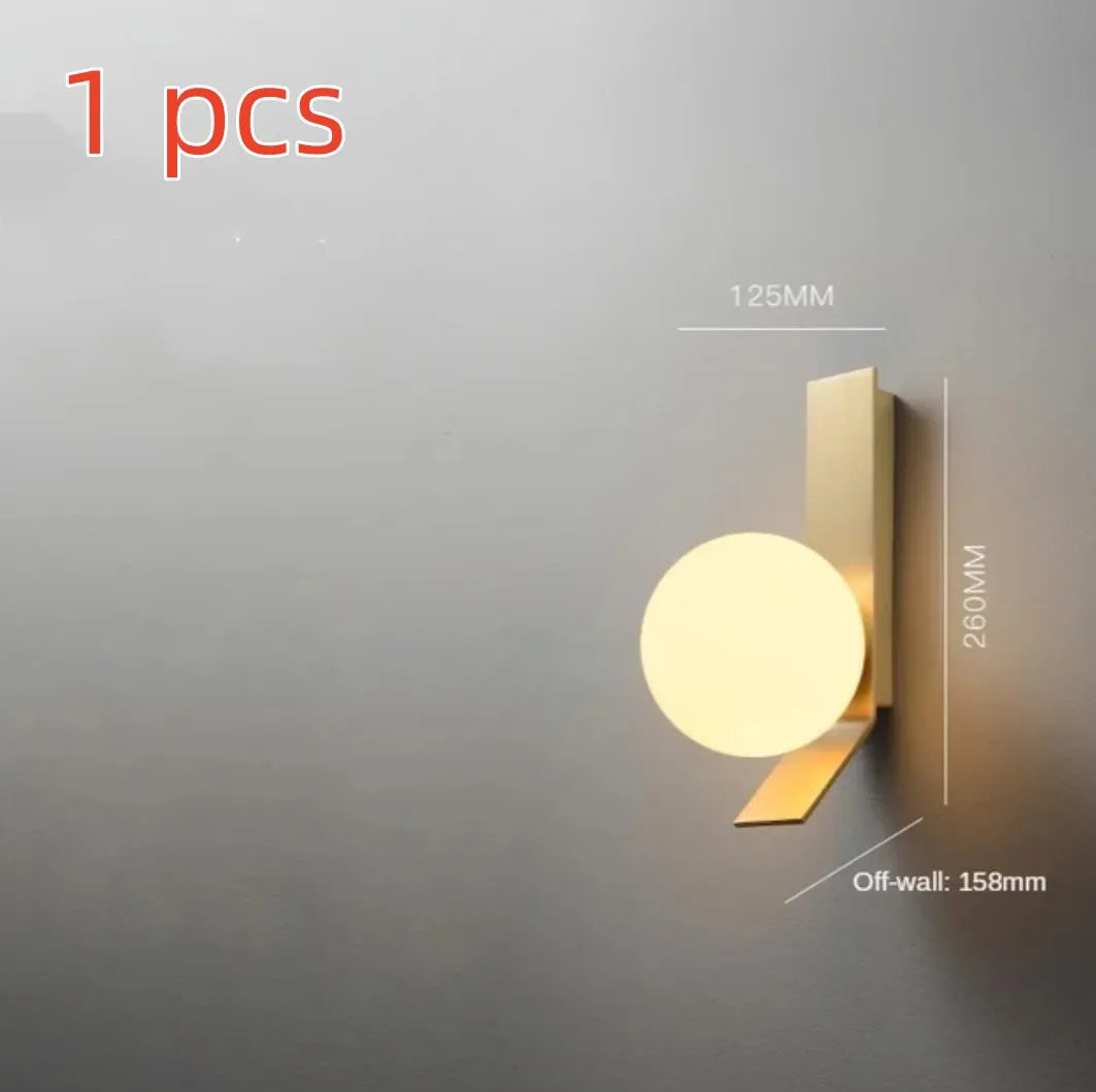 Afralia™ Glass Ball LED Wall Sconce, Elegant Indoors Lighting for Bedroom & Living Room