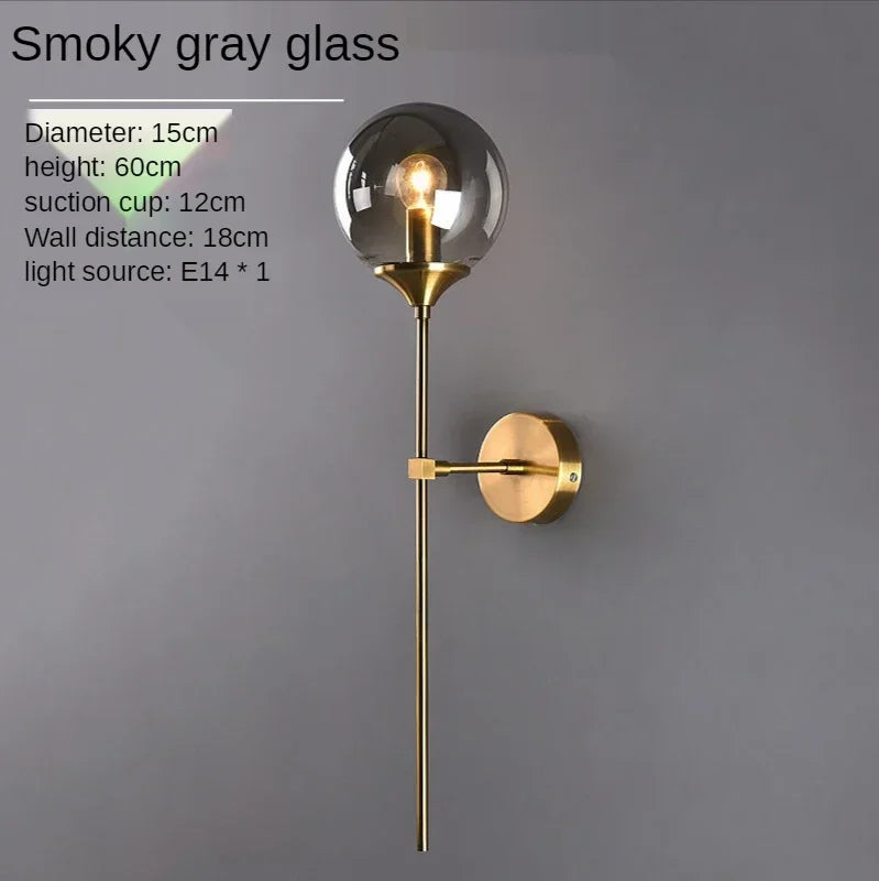 Afralia™ Glass Ball Sconce Light for Bedroom Living Room