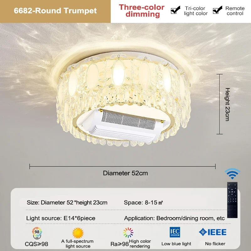 Afralia™ Nordic Crystal LED Ceiling Fan Light with Remote Control for Living Room and Bedroom