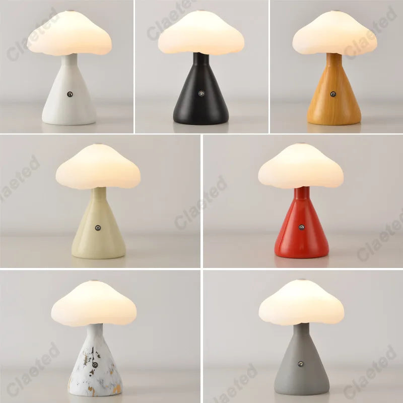 Afralia™ LED Mushroom Night Light Touch Switch Bedside Lamp Kid's Room Decor