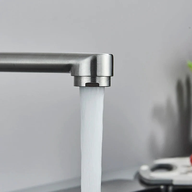 Afralia™ Brushed Nickel Kitchen Faucet - Double Hole Mixer for Cold and Hot Water
