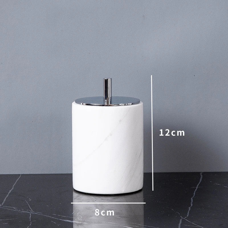 Afralia™ White Volakas Marble Bathroom Accessories Set