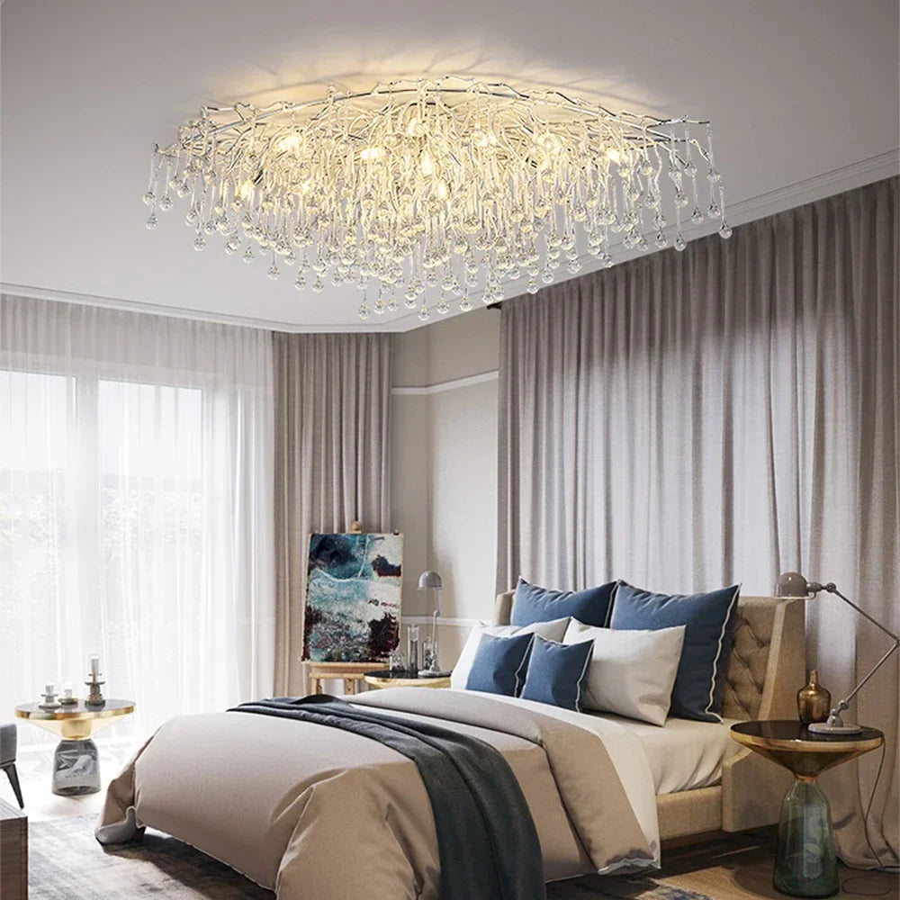 Afralia™ Modern Gold Crystal Chandelier for Bedroom, Dining, Living, Kitchen Lighting
