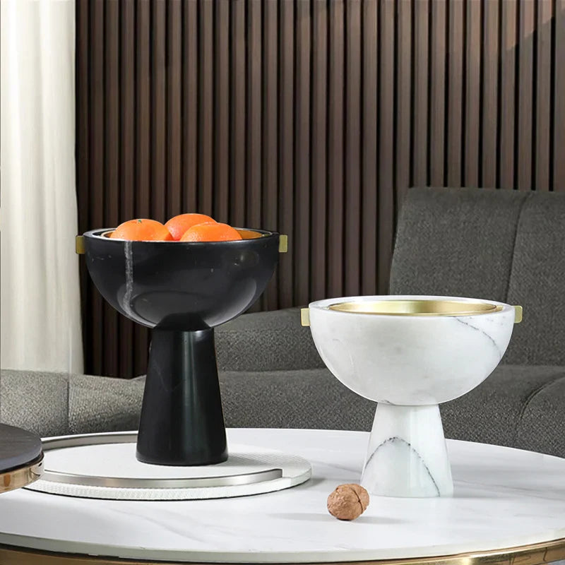 Afralia™ Marble Fruit Bowl: Modern Kitchen & Dining Room Decor Pedestal Tray