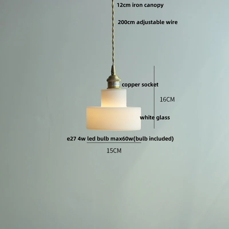 Afralia™ White Glass E27 LED Pendant Light Fixture Modern Adjustable Hanging Lamp