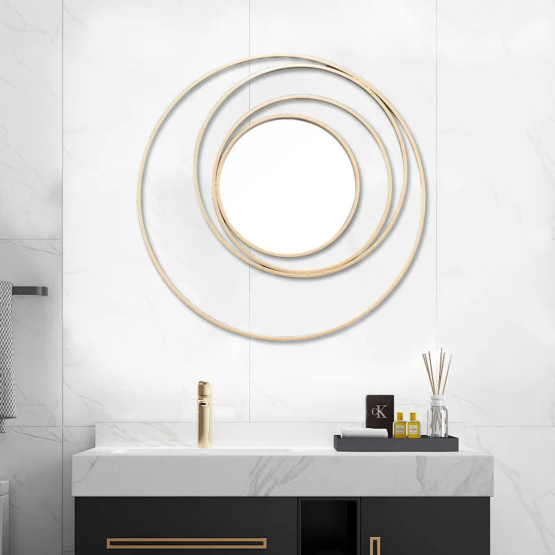 Afralia™ Luxury Round Mirror for Nordic Living Room Wall Decor