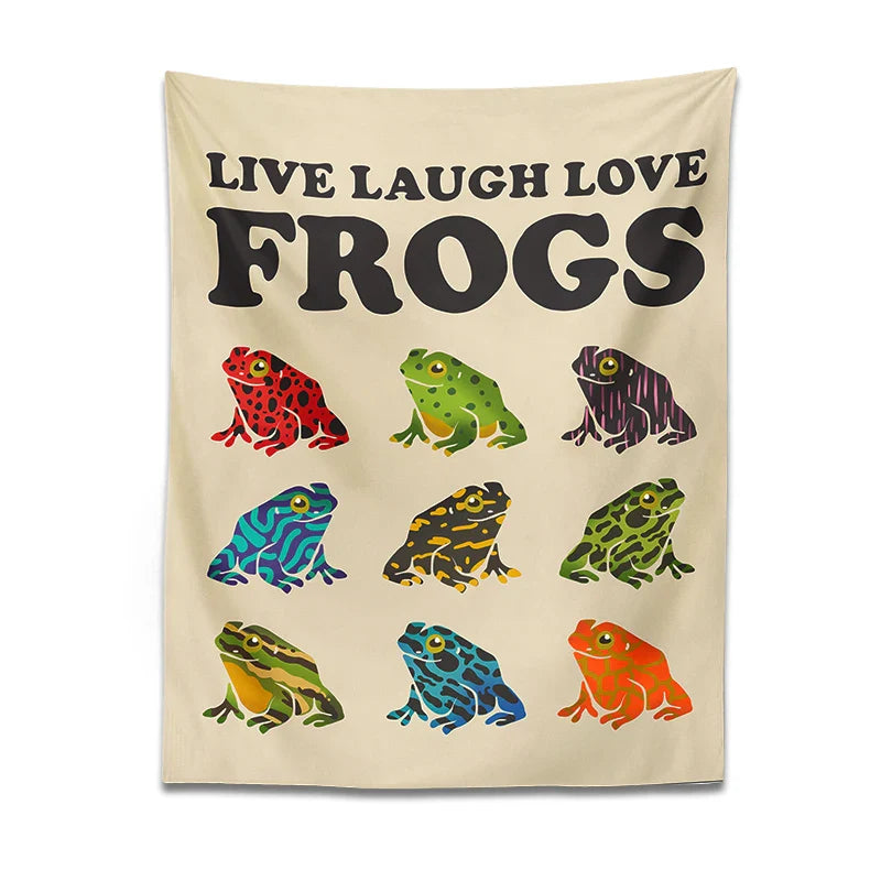 Afralia™ Frogs Tapestry Wall Hanging Psychedelic Hippie Aesthetic Tapestries Home Decor