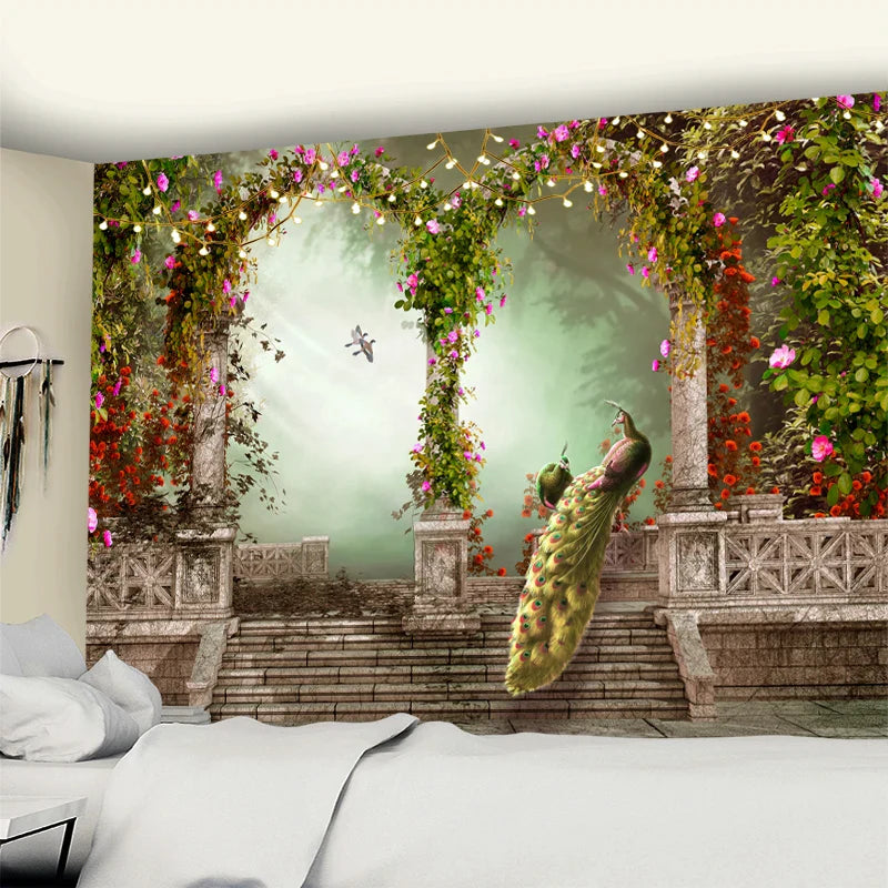 Afralia™ Garden Tapestry: Natural Scenery Bohemian Wall Hanging for Home Decor