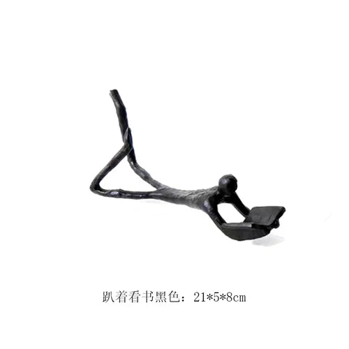 Afralia™ Golden Readers Character Sculpture for Home Decoration