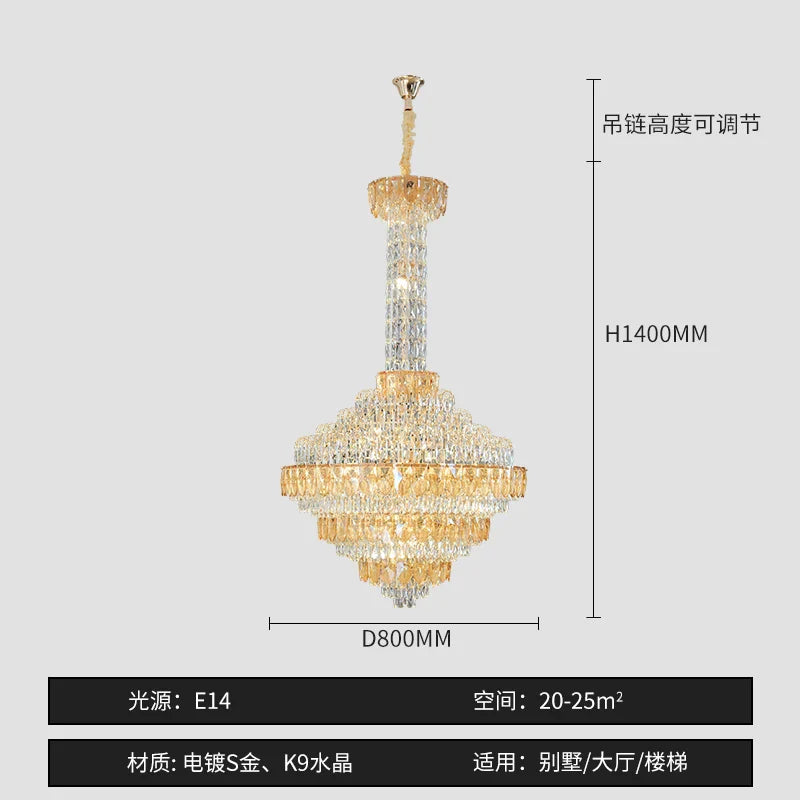 Afralia™ Crystal Chandelier for High-End Designer Duplex Living Room