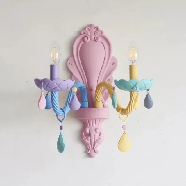 Afralia™ Macaron Color Crystal Chandelier for Children's Room.