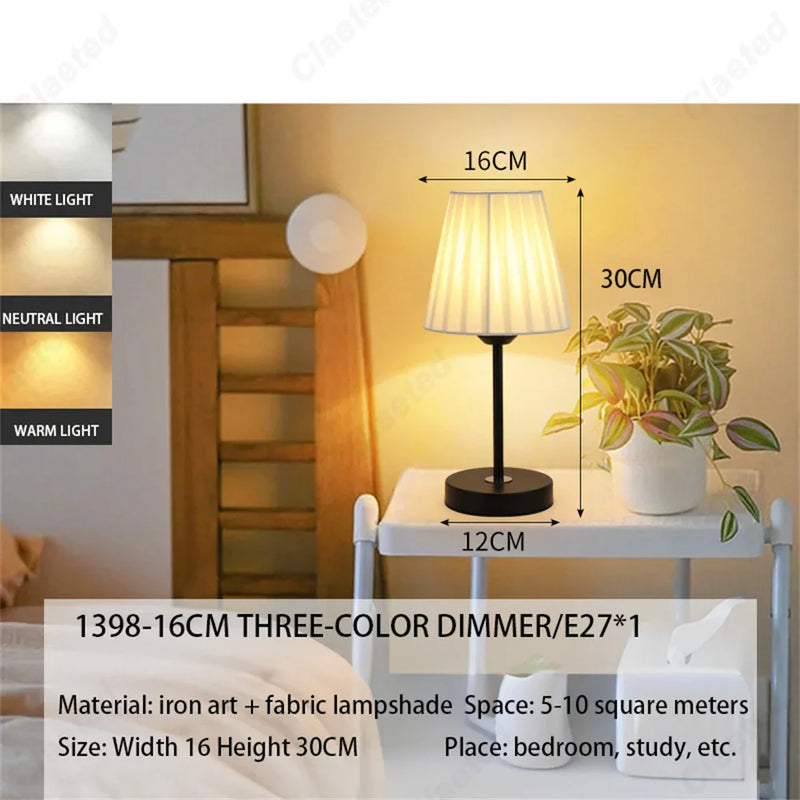 Afralia™ Nordic Retro Pleated Table Lamp LED Night Light for Bedroom Atmosphere