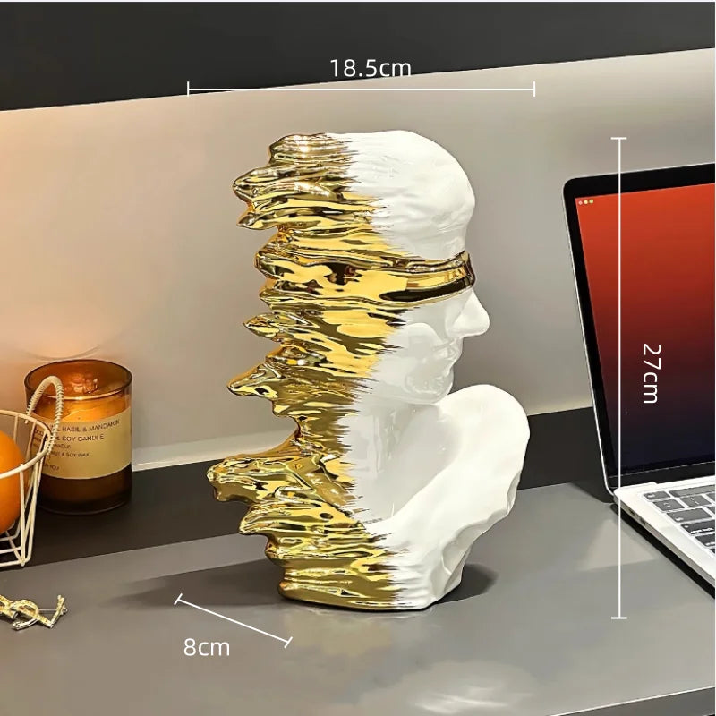 Afralia™ Silver Gradient Abstract Figure Sculpture Home Decor Figurine