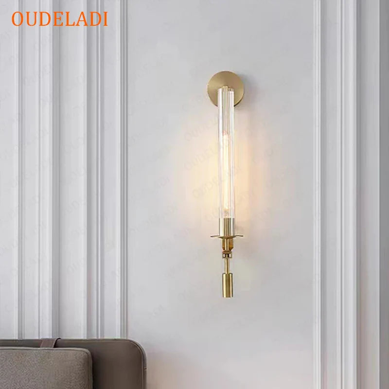Afralia™ Retro Gold Glass Tube Wall Sconce - Nordic Vintage Lighting Fixture