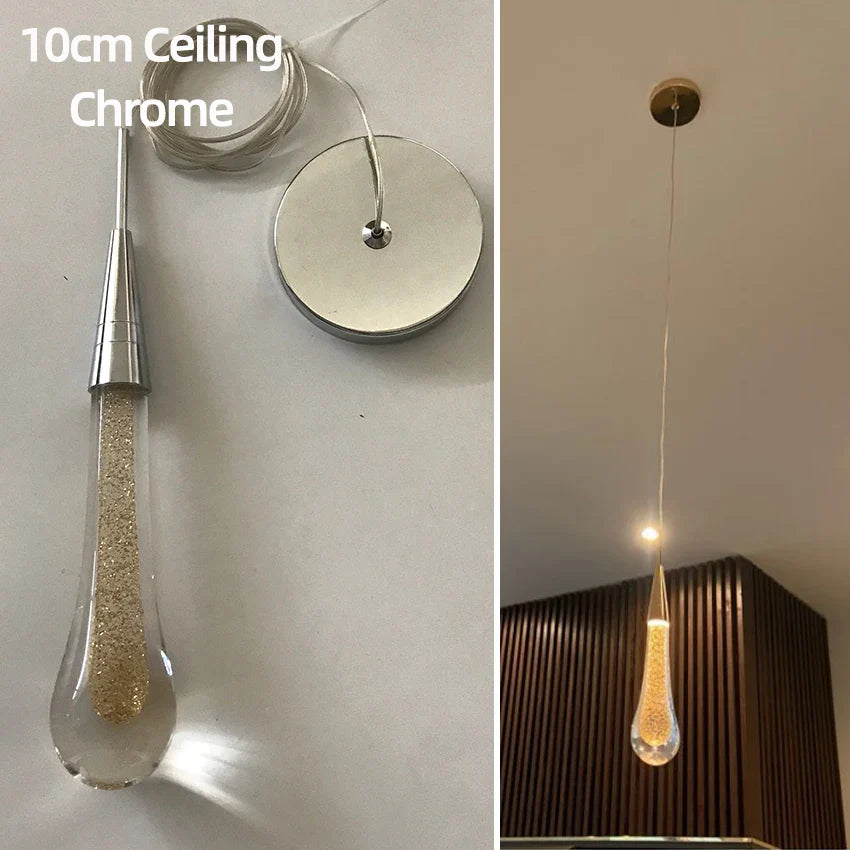 Afralia™ Crystal Glass LED Pendant Lights - Tear Drop Design for Restaurant, Bar, Staircase