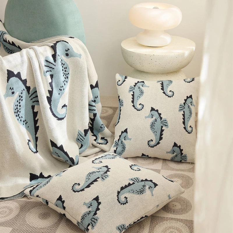 Afralia™ Cute Sea Horse Cotton Blanket