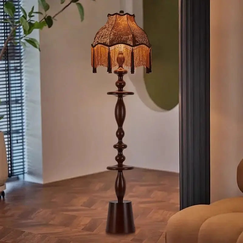 Afralia™ Chinese Tassels Floor Lamp Retro Warm LED Lighting Luxurious Home Decor