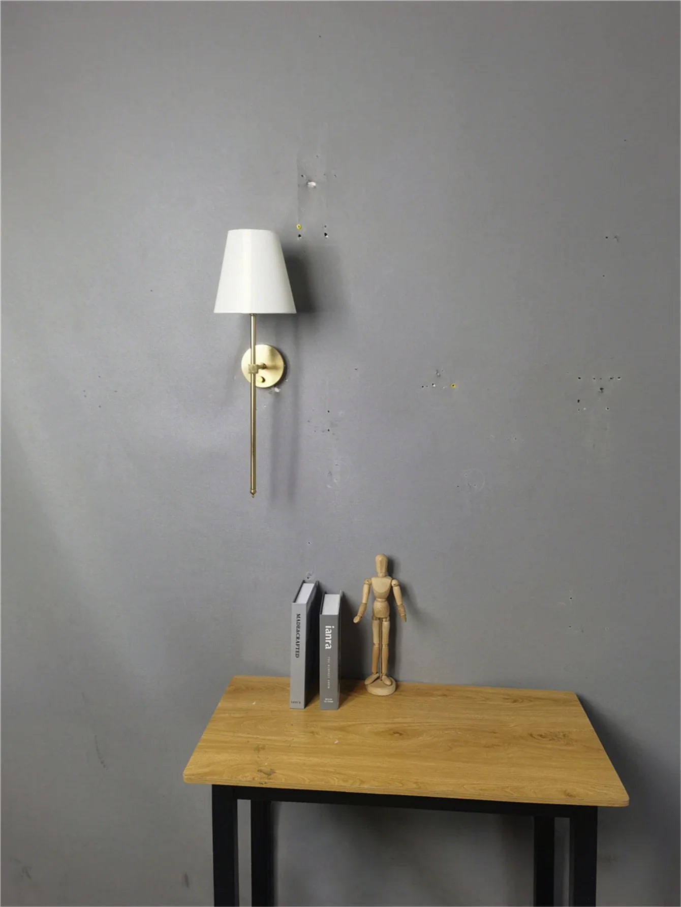 Afralia™ Flared White LampShade Wall Lamp - Knob Switch Sconce Lighting Fixture